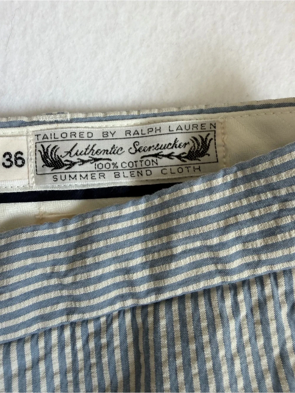 NWT Polo Ralph Lauren Hamilton Seersucker Shorts Men’s 36 Blue White Cotton